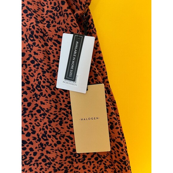 Halogen Leopard Print Blouse Top Womens 1X Red Button Up Back Flutter Sleeve NWT - Picture 2 of 6